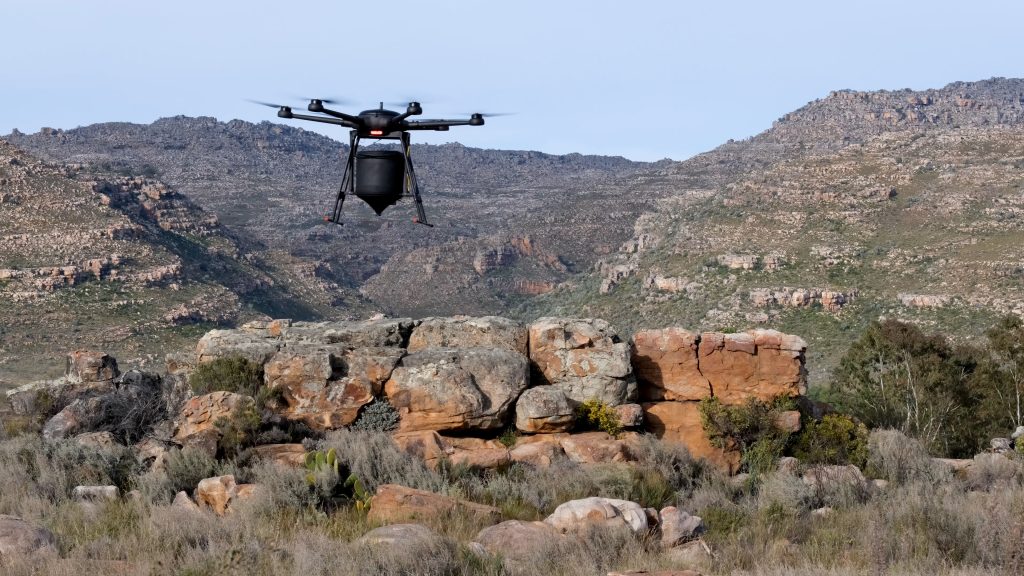 Airseed drone dropping seeds On Country