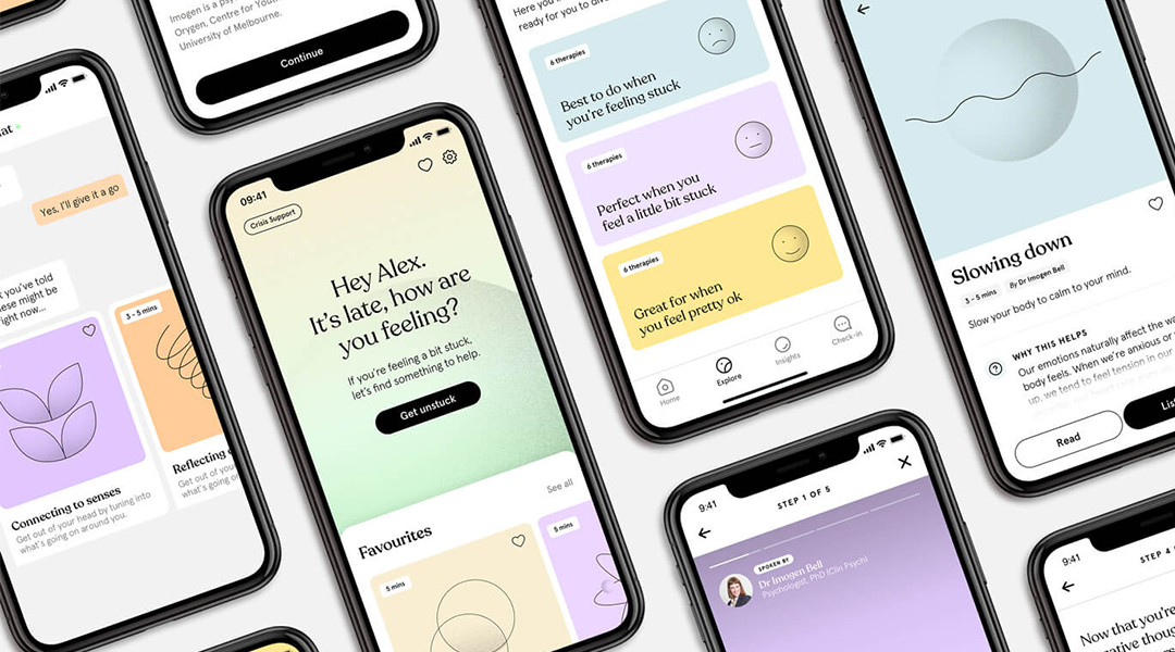 Composite image of Mello app screens