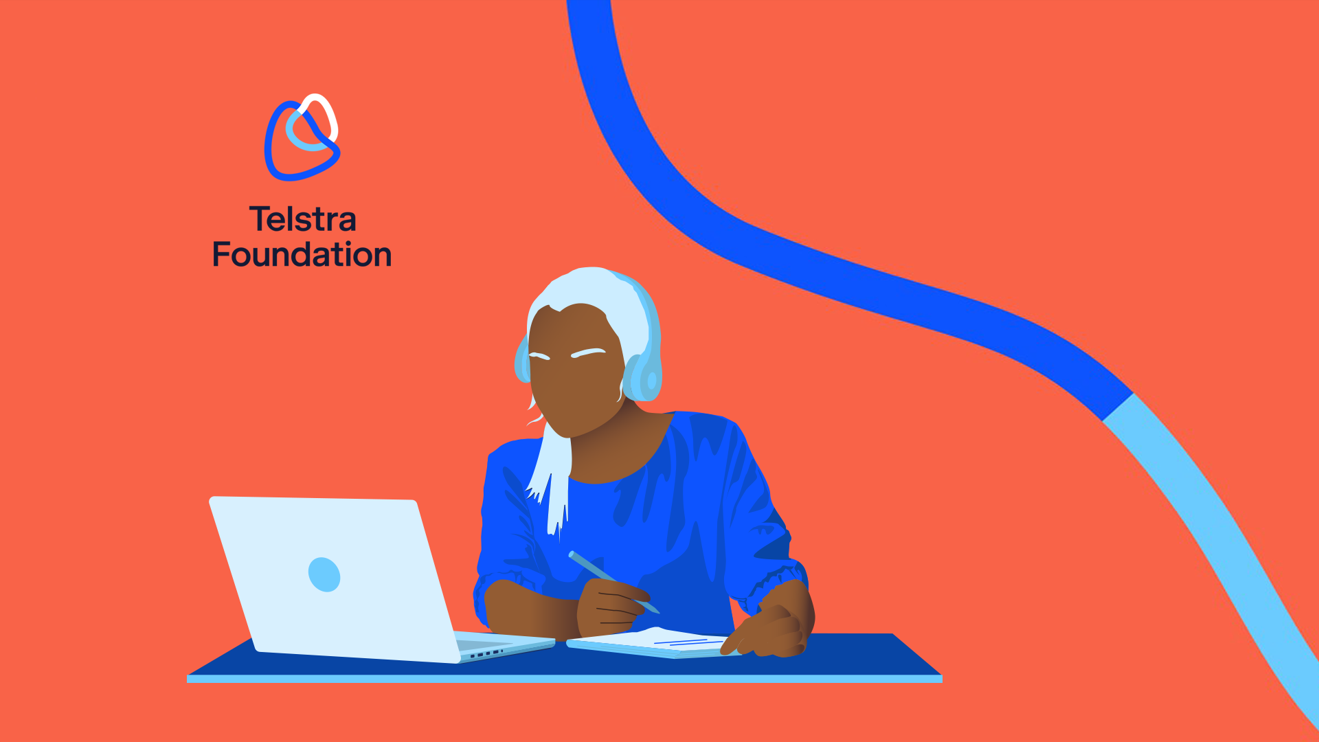 Illustration young person using a computer