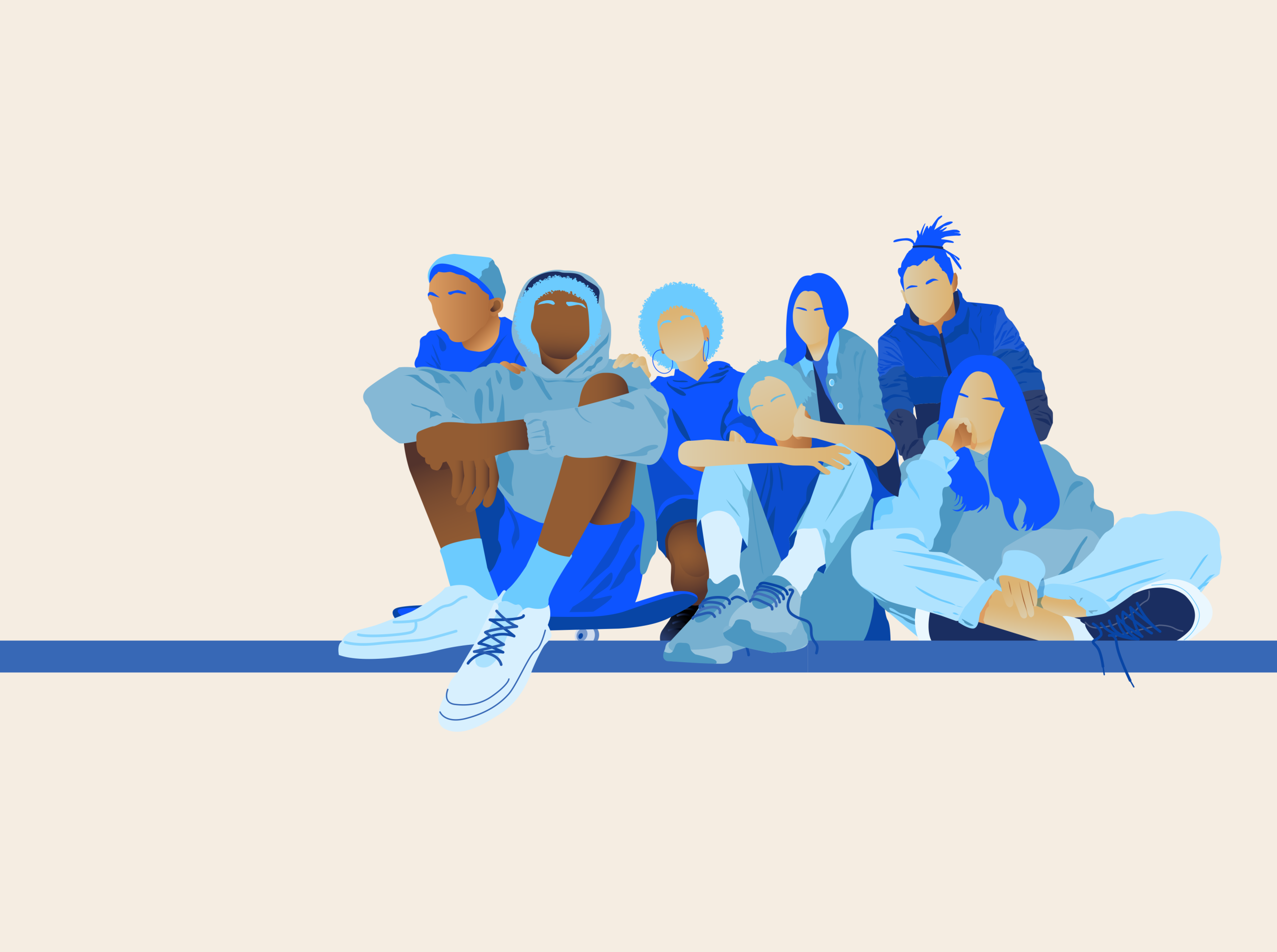 Illustration of a group of young people