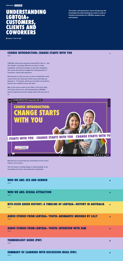 A screen shot from the new learning program